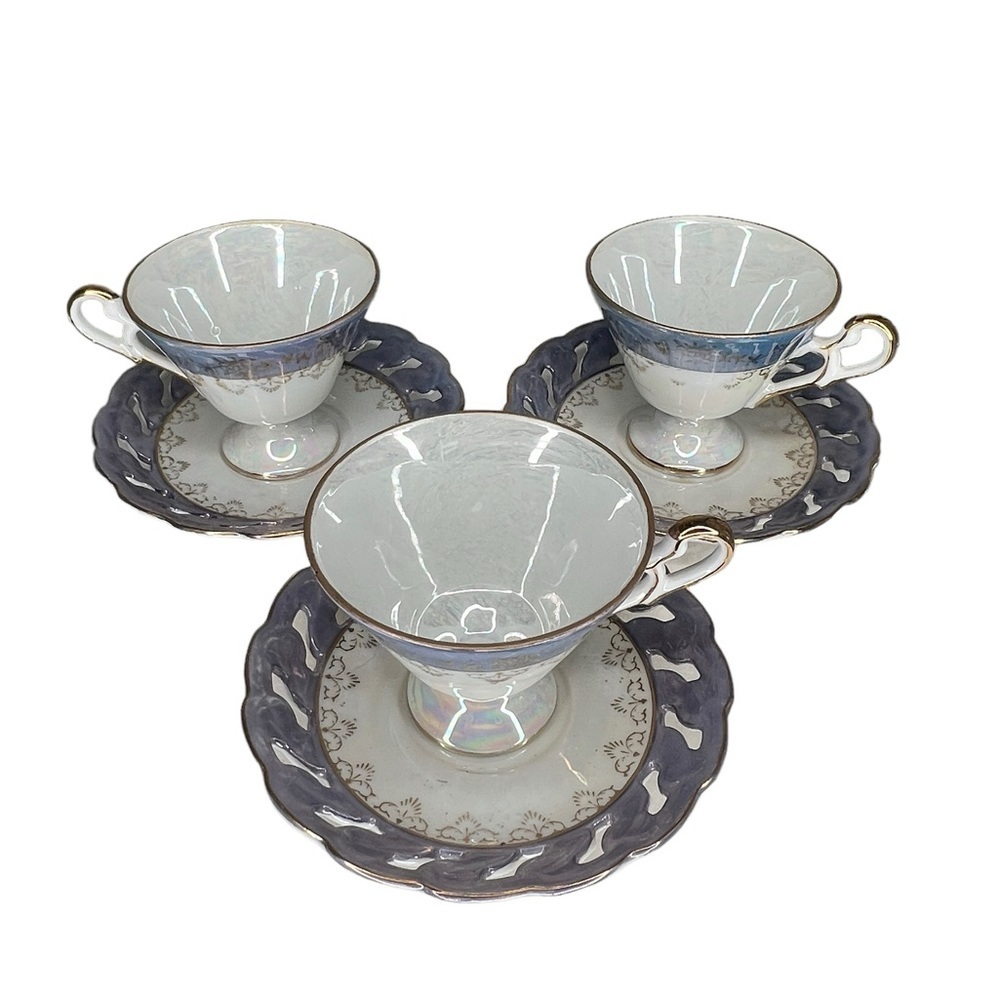 Vintage Napco C-6247 Cups & Saucers (3)‎